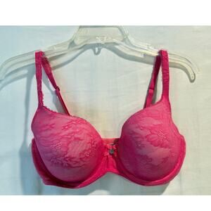 Women's Victoria's Secret Body by Victoria lined demi bra lace pink 34DD bow